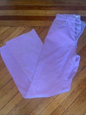 Pink Corduroy Button-Fly Pants
